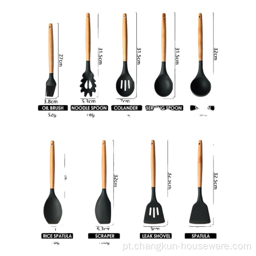 Acessórios para utensílios de cozinha de silicone Reda 10 ferramentas de cozinha definidas